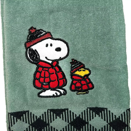 Snoopy Embroidered Holiday Christmas Hand Towel - Bundled Up - snoopn4pnuts.com