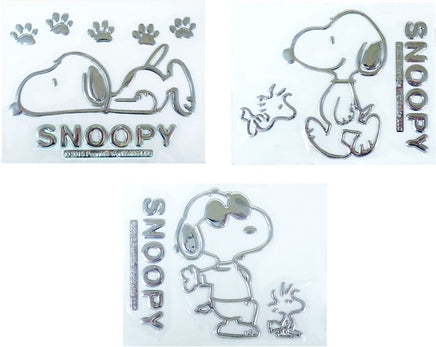 Snoopy Thick Faux - Chrome Self - Adhesive Car, Laptop, Luggage Vinyl 7 - Piece Emblem Set (3 Different Sets To Choose From) - snoopn4pnuts.com