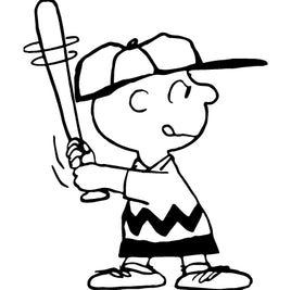 Baseball Charlie Brown Die - Cut Vinyl Decal - Black - snoopn4pnuts.com