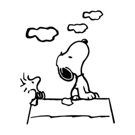 Snoopy And Woodstock Looking Up Die-Cut Vinyl Decal - Black