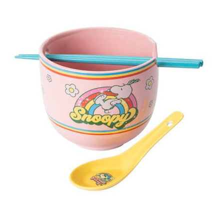 Peanuts Gang Ceramic Ramen / Rice Bowl With Spoon and Chopsticks (Plus Built - In Chopsticks older) - snoopn4pnuts.com