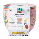 Peanuts Gang Ceramic Ramen / Rice Bowl With Spoon and Chopsticks (Plus Built-In Chopsticks older)