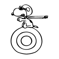 Flying Ace Snoopy Bullseye Die-Cut Vinyl Decal - Black