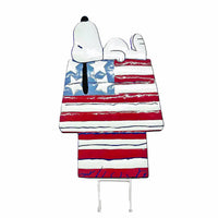 Peanuts Patriotic Doghouse Hammered Metal Yard Art