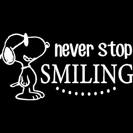 Snoopy Joe Cool Die - Cut Vinyl Decal - White (Never Stop Smiling) - snoopn4pnuts.com