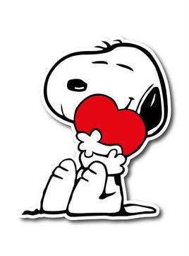 Snoopy Hugs Heart Indoor/Outdoor Die - Cut Vinyl Decal (Solid Fill - Full Color) - SUPER SIZED! - snoopn4pnuts.com
