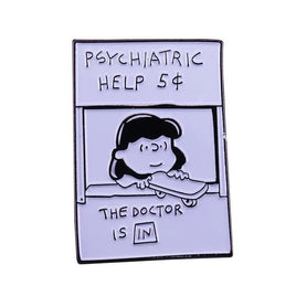 Charlie Brown and Lucy Psych Booth Enamel Pin - snoopn4pnuts.com