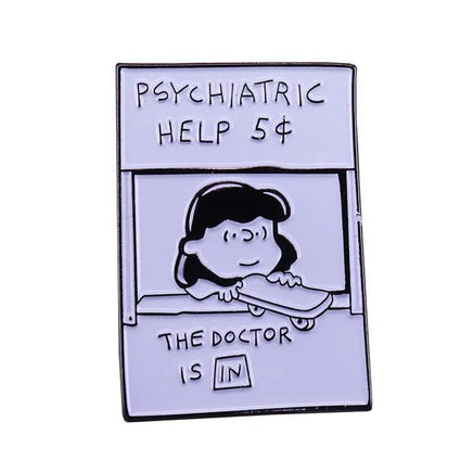 Charlie Brown and Lucy Psych Booth Enamel Pin - snoopn4pnuts.com