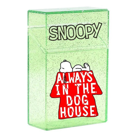 Snoopy Semi - Clear and Glittery Acrylic Hinged Cigarette Case - Always In The Dog House - snoopn4pnuts.com