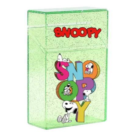 Snoopy Semi - Clear and Glittery Acrylic Hinged Cigarette Case - Snoopy Name - snoopn4pnuts.com