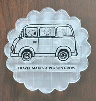 Peanuts 2-Piece Clear Vinyl Stamps On Thick Acrylic Block - Travel Makes A Person Grow