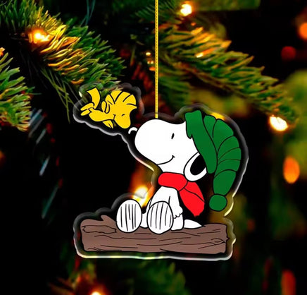 Snoopy Acrylic Christmas Ornament - Eskimo Kiss - snoopn4pnuts.com