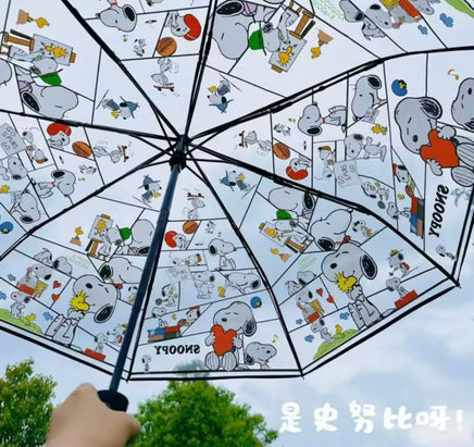 Snoopy Full - Size Clear (Transparent) Vinyl Umbrella - Manual Style - snoopn4pnuts.com