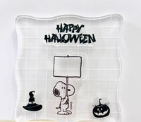Peanuts Halloween Series Large 4-Piece Clear Vinyl Stamps On Thick Acrylic Block - Happy Halloween (Same Pliability As Rubber!)