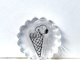 Peanuts Mini Clear Vinyl Stamp On Thick Acrylic Block - Snoopy In Cone  (Same Pliability As Rubber!)