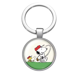 Peanuts Glass and Metal Key Chain - Snoopy Golfer - snoopn4pnuts.com