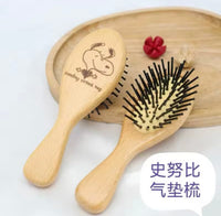 Snoopy Pocket and Purse Size Wood Hair Brush - Oval Shape - snoopn4pnuts.com