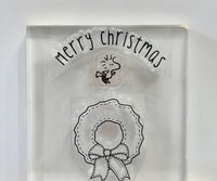 Peanuts Christmas Series 3-Piece Clear Vinyl Stamps On Thick Acrylic Block - Merry Christmas Woodstock (Same Pliability As Rubber!)