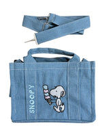 Snoopy Small Embroidered Denim Tote Bag