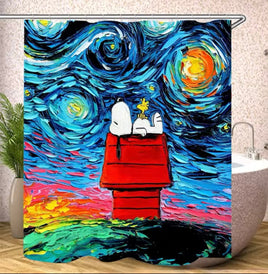 Snoopy Shower Curtain With Free Shower Hooks - snoopn4pnuts.com