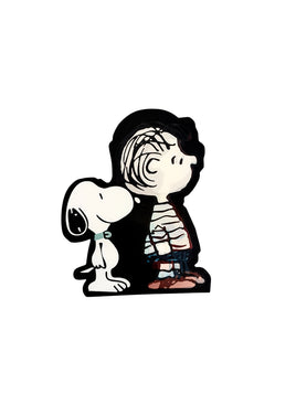Snoopy Plastic Lenticular Sticker (6" High!) - 3-Way Feature: Snoopy With Linus/Charlie Brown/Lucy