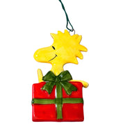 Woodstock On Gift Flat Christmas Ornament