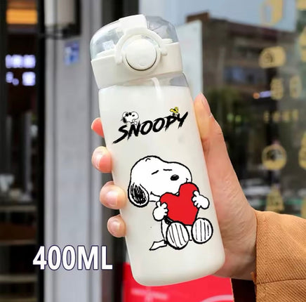 Snoopy Clear Acrylic Water Bottle With Finger Carrying Loop - Snoopy's Heart - snoopn4pnuts.com