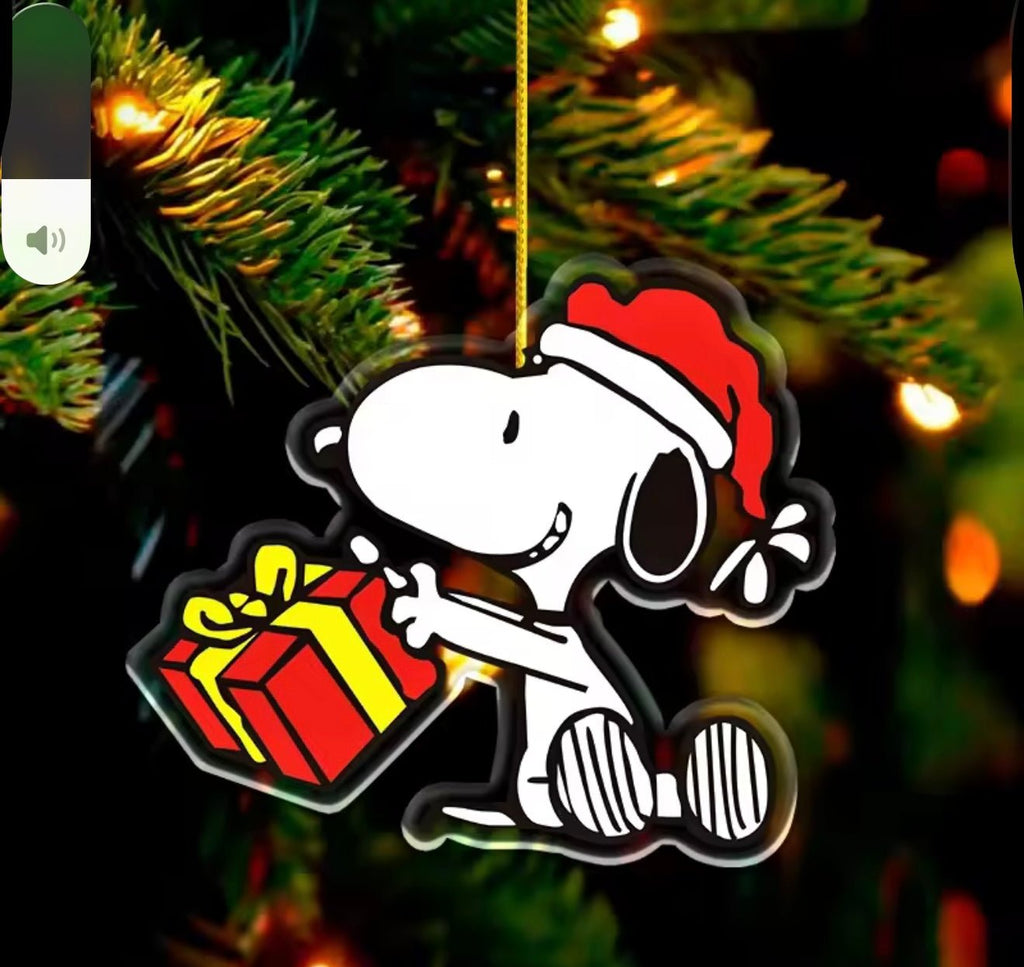 Snoopy Acrylic Christmas Ornament - Snoopy’s Gift - snoopn4pnuts.com