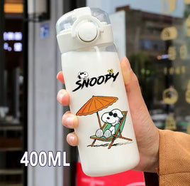 Snoopy Clear Acrylic Water Bottle With Finger Carrying Loop - Beach Bum - snoopn4pnuts.com