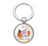 Peanuts Glass and Metal Key Chain - Snoopy Hug
