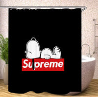 Snoopy Black Shower Curtain With Free Hanger Hooks - snoopn4pnuts.com