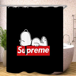 Snoopy Black Shower Curtain With Free Hanger Hooks - snoopn4pnuts.com