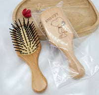 Snoopy Pocket and Purse Size Wood Hair Brush - Rectangle Shape - snoopn4pnuts.com