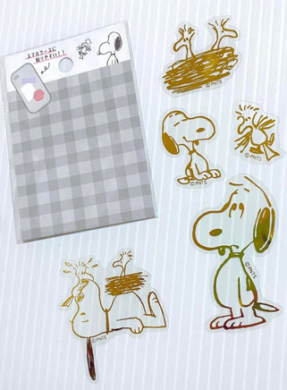 Peanuts Metallic Gold Plastic Sticker Set - snoopn4pnuts.com