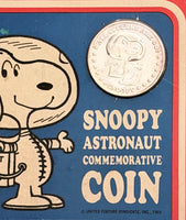 1969 Snoopy Nasa Astronaut Silver-Plated Commemorative Coin On Original Card (Card Worn/Coin Tarnished Along Edges)