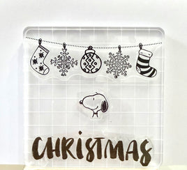 Peanuts Christmas Series Large 3-Piece Clear Vinyl Stamps On Thick Acrylic Block - Snoopy Christmas (Same Pliability As Rubber!)