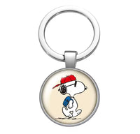 Peanuts Glass and Metal Key Chain - Joe Cool - snoopn4pnuts.com