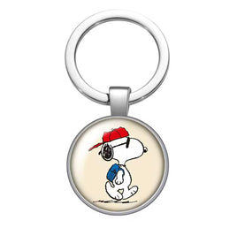 Peanuts Glass and Metal Key Chain - Joe Cool - snoopn4pnuts.com