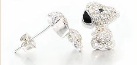 Snoopy Cubic Zirconia Crystal Post Earrings With Rhodium Plating - snoopn4pnuts.com