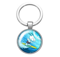 Peanuts Glass and Metal Key Chain - Snoopy Surfer