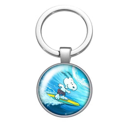 Peanuts Glass and Metal Key Chain - Snoopy Surfer - snoopn4pnuts.com