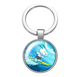 Peanuts Glass and Metal Key Chain - Snoopy Surfer