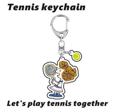 Peanuts Acrylic Swivel Key Chain With Dangling Tennis Ball - Frieda - snoopn4pnuts.com
