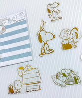 Snoopy Metallic Gold Plastic Sticker Set - snoopn4pnuts.com