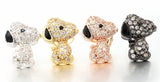 Snoopy Cubic Zirconia Crystal Post Earrings With Gold Plating