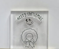 Peanuts Christmas Series 3-Piece Clear Vinyl Stamps On Thick Acrylic Block - Merry Christmas (Same Pliability As Rubber!)