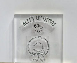 Peanuts Christmas Series 3-Piece Clear Vinyl Stamps On Thick Acrylic Block - Merry Christmas (Same Pliability As Rubber!)
