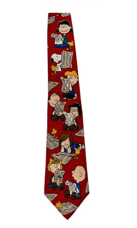 Peanuts Gang Reading Newspapers Silk Neck Tie (Near Mint)