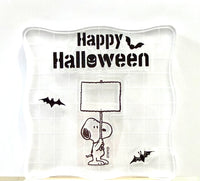Peanuts Halloween Series Large 4-Piece Clear Vinyl Stamps On Thick Acrylic Block - Happy Halloween (Same Pliability As Rubber!)