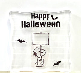Peanuts Halloween Series Large 4-Piece Clear Vinyl Stamps On Thick Acrylic Block - Happy Halloween (Same Pliability As Rubber!)